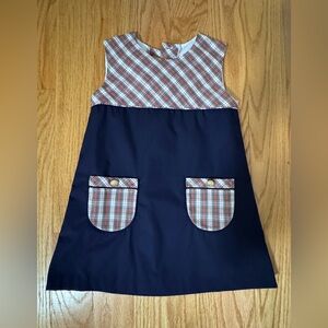 TBBC Plaid and Navy Sleeveless Dress EUC 4T